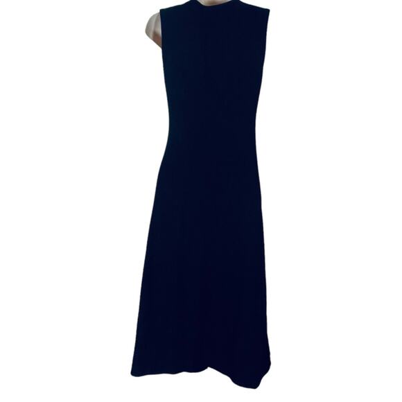 Cos Flared Midi Minimalist Fit & Flare Dress in Black Sz 2 Sleeveless w Pockets - Picture 7 of 9